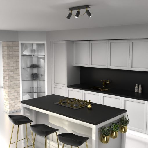 Ceiling  lamp PRESTON GOLD/BLACK 3x mini GU10