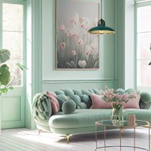 Pendant lamp FELIX GREEN/GOLD 1xE27