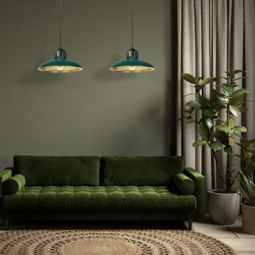 Pendant lamp FELIX GREEN/GOLD 2xE27