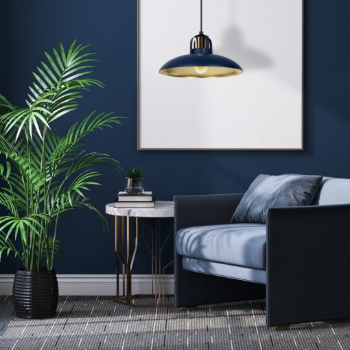 Pendant lamp FELIX NAVY BLUE/GOLD 1xE27