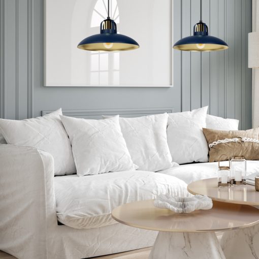 Pendant lamp FELIX NAVY BLUE/GOLD 2xE27