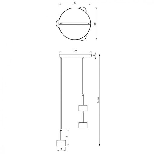 Pendant lamp ARENA WHITE/GOLD 3xGX53