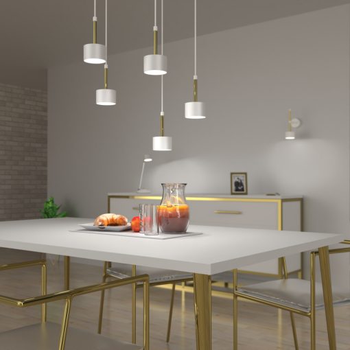Pendant lamp ARENA WHITE/GOLD 5xGX53