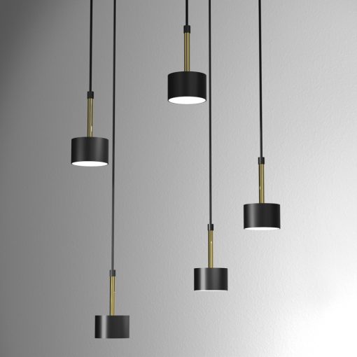 Pendant lamp ARENA BLACK/GOLD 5xGX53