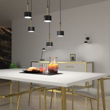 Pendant lamp ARENA BLACK/GOLD 5xGX53
