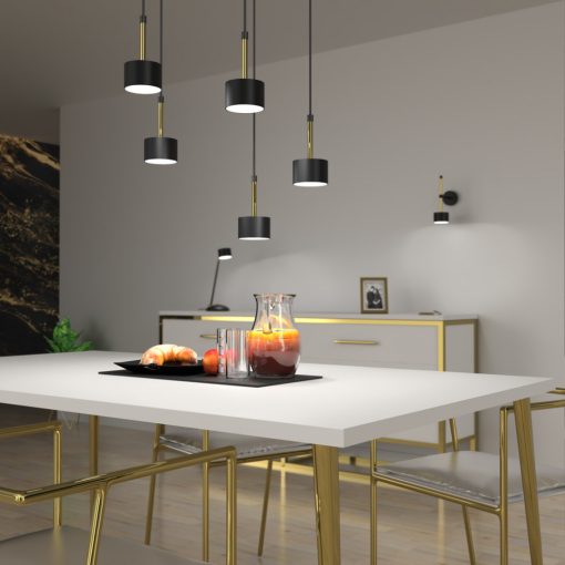 Pendant lamp ARENA BLACK/GOLD 5xGX53