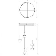 Pendant lamp ARENA BLACK/GOLD 5xGX53