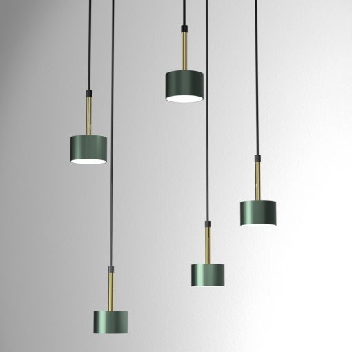 Pendant lamp ARENA GREEN/GOLD 5xGX53