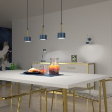 Pendant lamp ARENA BLUE/GOLD 3xGX53