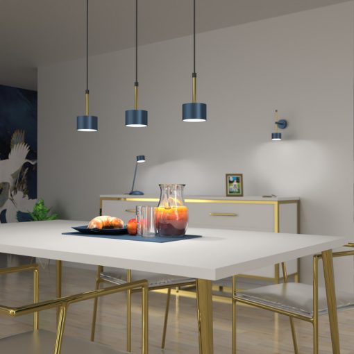Pendant lamp ARENA BLUE/GOLD 3xGX53