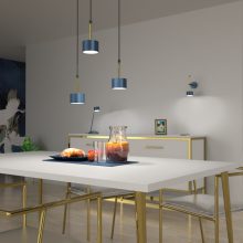 Pendant lamp ARENA BLUE/GOLD 3xGX53