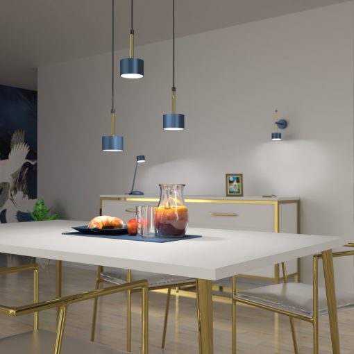 Pendant lamp ARENA BLUE/GOLD 3xGX53