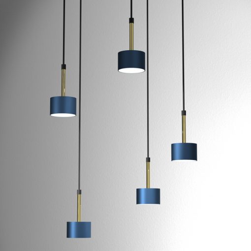 Pendant lamp ARENA BLUE/GOLD 5xGX53