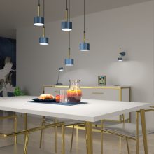 Pendant lamp ARENA BLUE/GOLD 5xGX53