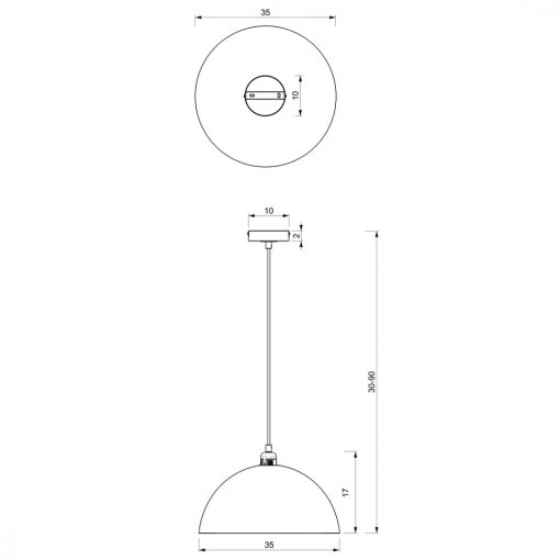 Pendant lamp BETA BLACK/GOLD 1xE27 35cm