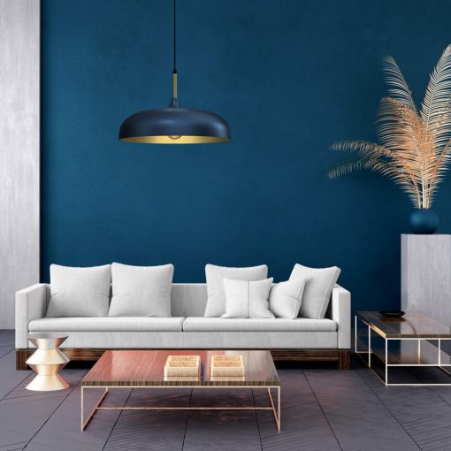 Pendant lamp LINCOLN BLUE/GOLD 1xE27 45cm