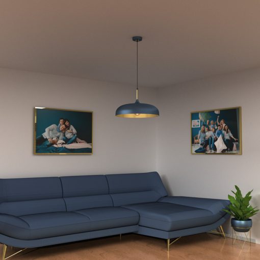 Pendant lamp LINCOLN BLUE/GOLD 1xE27 45cm