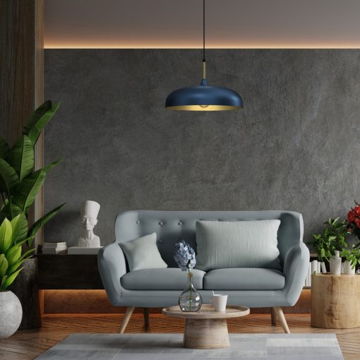 Pendant lamp LINCOLN BLUE/GOLD 1xE27 45cm