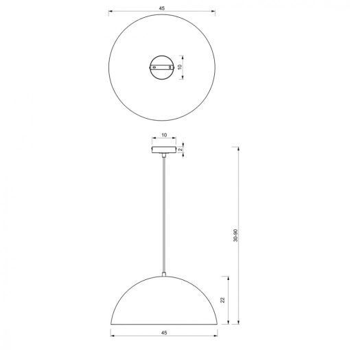 Pendant lamp BETA BLACK/GOLD 1xE27 45cm