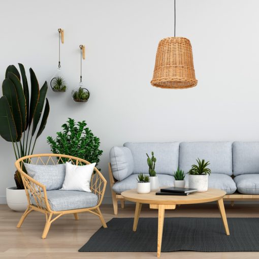 Pendant lamp VIMINI NATURAL WOOD 1xE27