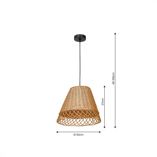 Pendant lamp VIMINI NATURAL WOOD 1xE27