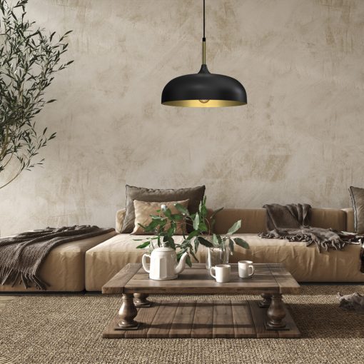 Pendant lamp LINCOLN BLACK/GOLD 1xE27 35cm