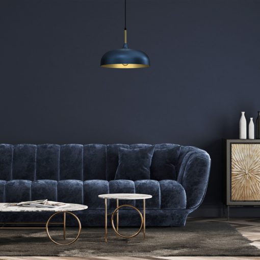 Pendant lamp LINCOLN BLUE/GOLD 1xE27 35cm