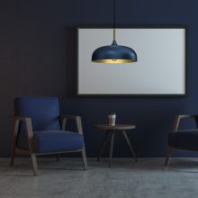 Pendant lamp LINCOLN BLUE/GOLD 1xE27 35cm