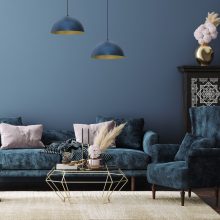 Pendant lamp BETA NAVY BLUE/GOLD 1xE27 35cm