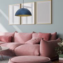 Pendant lamp BETA NAVY BLUE/GOLD 1xE27 45cm