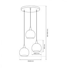 Pendant lamp MONTE SILVER 3xE27