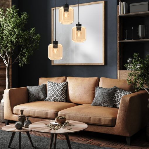 Pendant lamp SOMBRA AMBER 3xE27