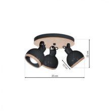 Ceiling  lamp OVAL BLACK 3xE27