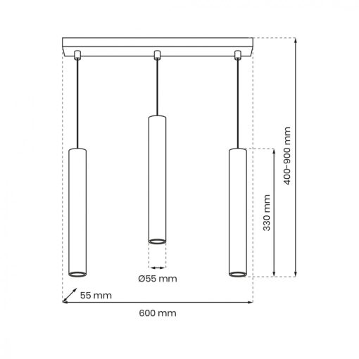 Pendant lamp HUDSON BLACK 3xGU10