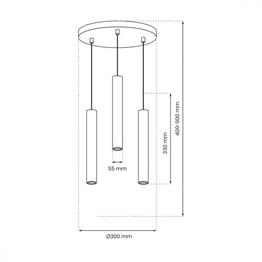 Pendant lamp HUDSON BLACK 3xGU10