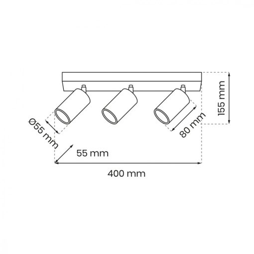 Ceiling  lamp HUDSON BLACK 3xGU10