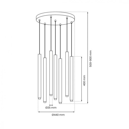 Pendant lamp MONZA BRASS 7xG9 max 8W LED