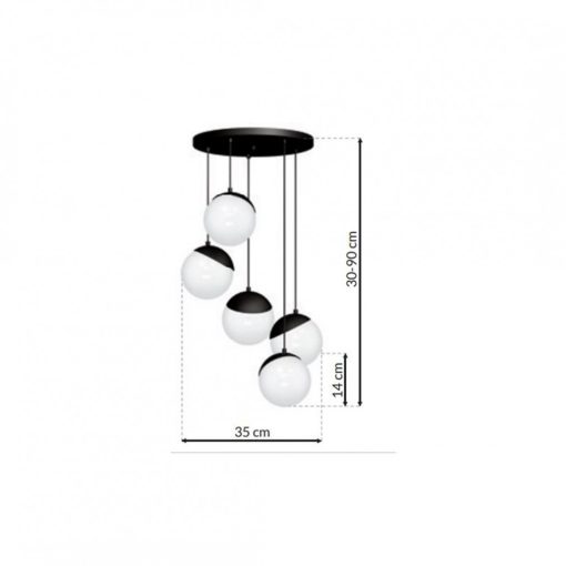 Pendant lamp SFERA BLACK 5xE14