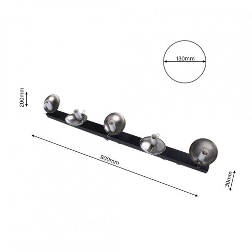 Ceiling  lamp SFERA BLACK/CHROME 5xE14