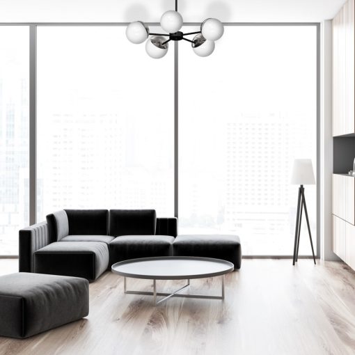 Chandelier SFERA BLACK/CHROME 5xE14
