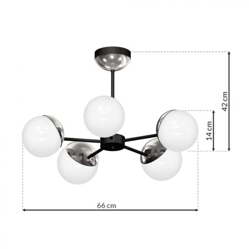 Chandelier SFERA BLACK/CHROME 5xE14