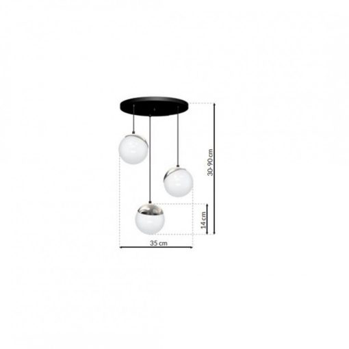 Pendant lamp SFERA BLACK/CHROME 3xE14