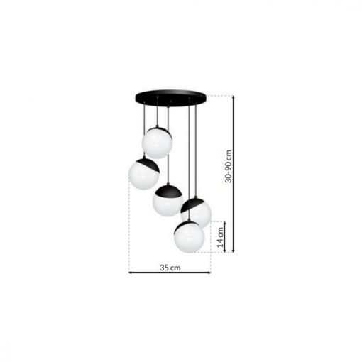 Pendant lamp SFERA BLACK/CHROME 5xE14