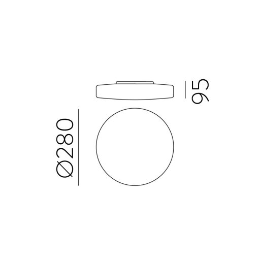 Moon Ceiling lamp 969/28 Opal, LED 18W 1890lm, CRI90 CL.II IP44, Integrated LED, Kelvin 2700K-3000K Slide Switch