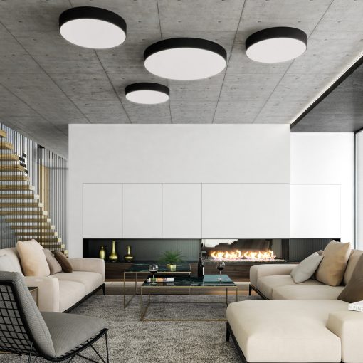 Isia Ceiling lamp 3453/80 Textured Black, LED 88W 8440lm, CRI90 CL.I, Integrated LED, Kelvin 3000K-4000K Slide Switch, Casambi, ON-DEMAND **