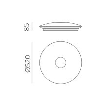 Live Ceiling lamp 3631/52 Opal/Chrome, LED 36W 3335lm, CRI90 CL.I IP44, Integrated LED, Kelvin 2700K-3000K Slide Switch