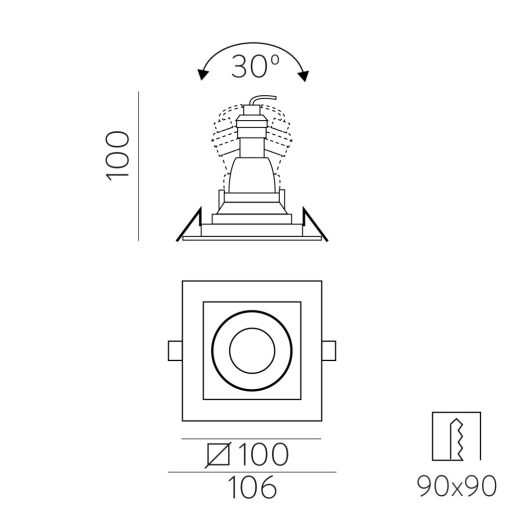 San Recessed 3679/1 White, LED GU10 8W, CL.II