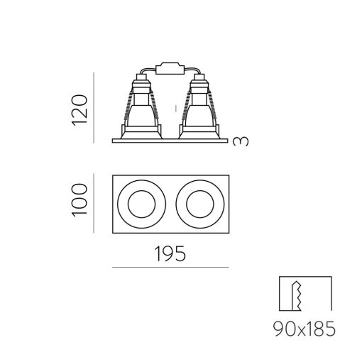 Waka Recessed 3725/20 Textured White, LED GU10 2x8W, CL.II