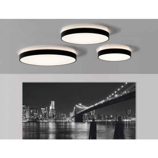 Lisboa Ceiling lamp 3851/60 Textured Black, LED 60W 4000K 5490lm + 8W 4000K 735lm, CRI90 CL.I, Integrated LED