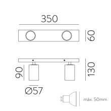 Gina Ceiling lamp 3874/R2 Textured Black, LED GU10 2x8W, CL.I, Adjustable